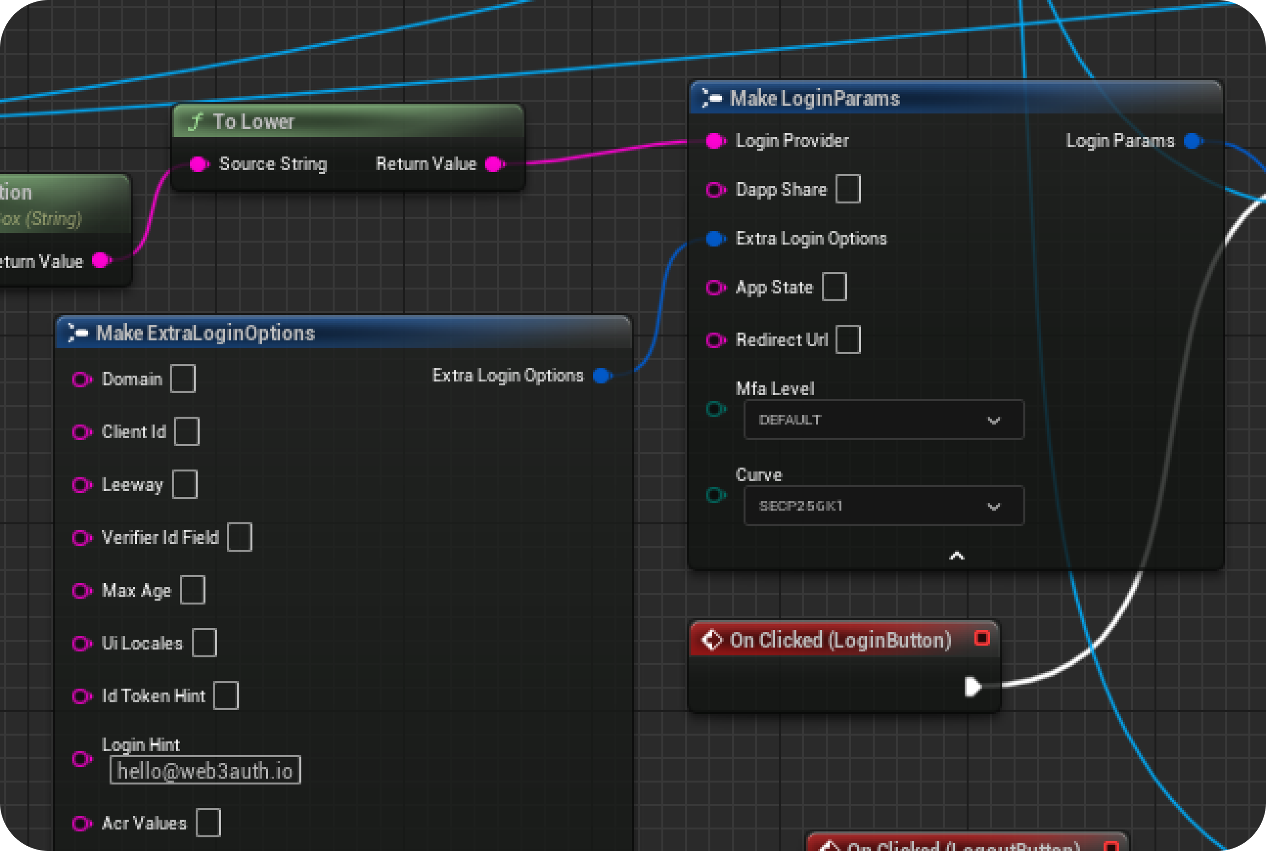 Unreal Blueprint Email Passwordless Custom Login